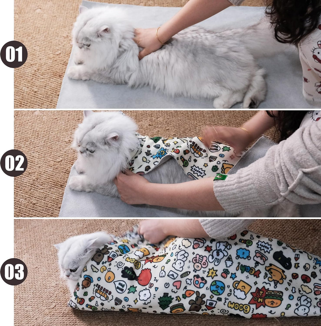 CKNCY 27.6" Cat Grooming Wrap Cat Wrap for Cutting Nails Cat