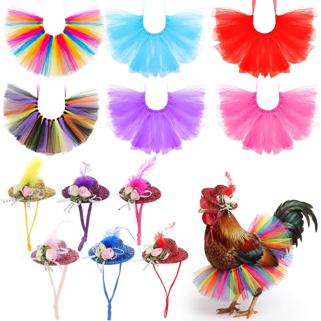 Shinylin 12 Pcs Chicken Clothes, Tutu Skirts and Hats