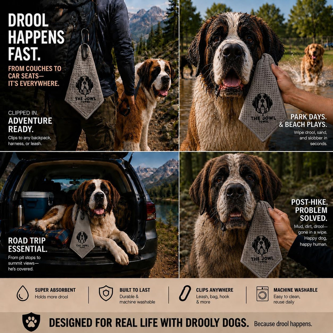 Dog Drool Towel for Large Dogs – Absorbent Microfiber Drool Catcher