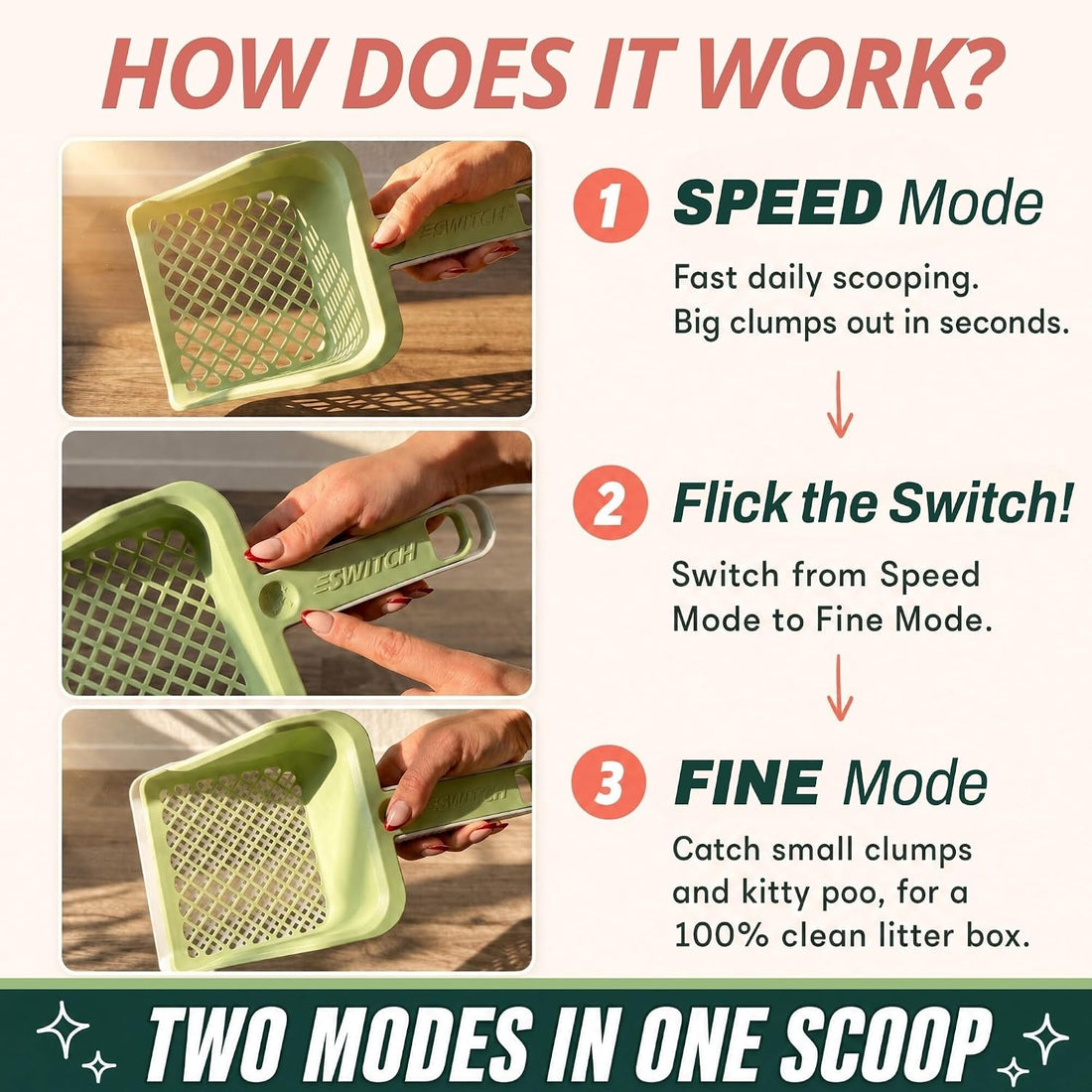 Sprinkle & Sweep Speed Sifter Switch Cat Litter Scooper