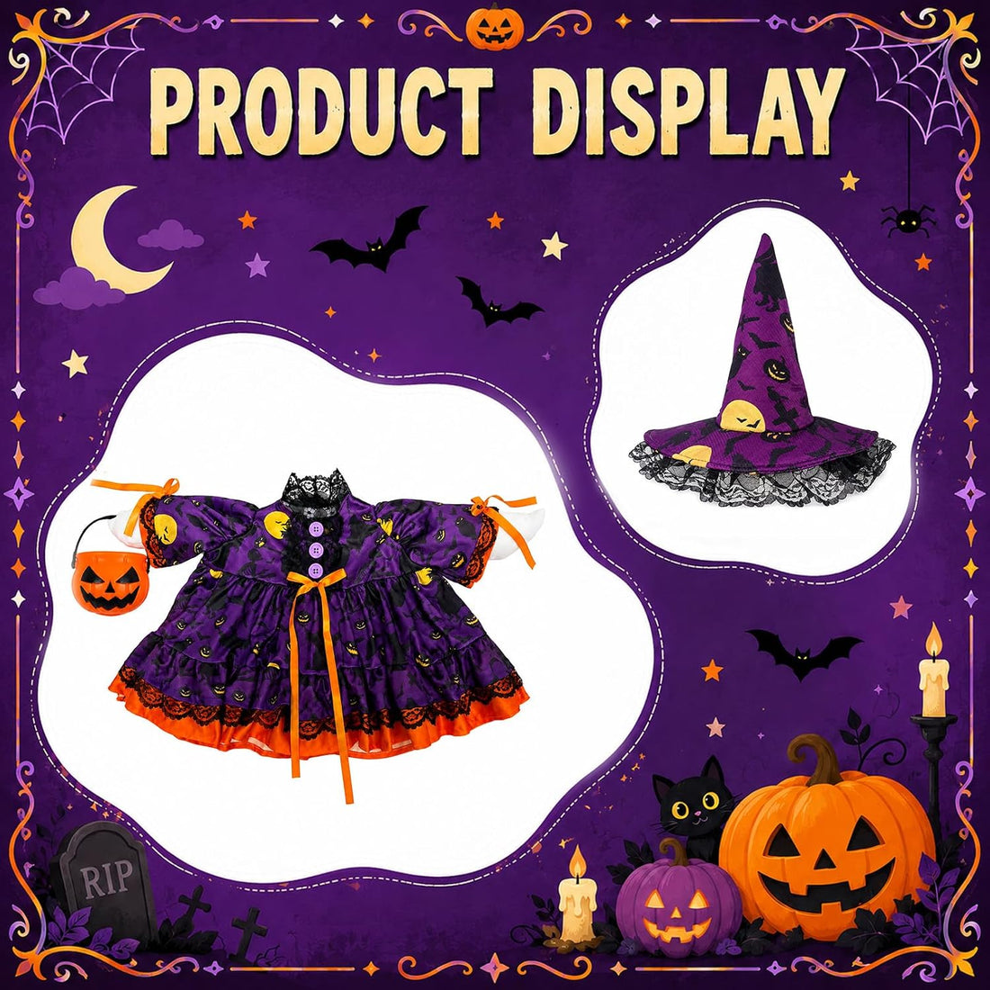 Pumpkin Wizard Porch Goose Outfit for 23" Halloween