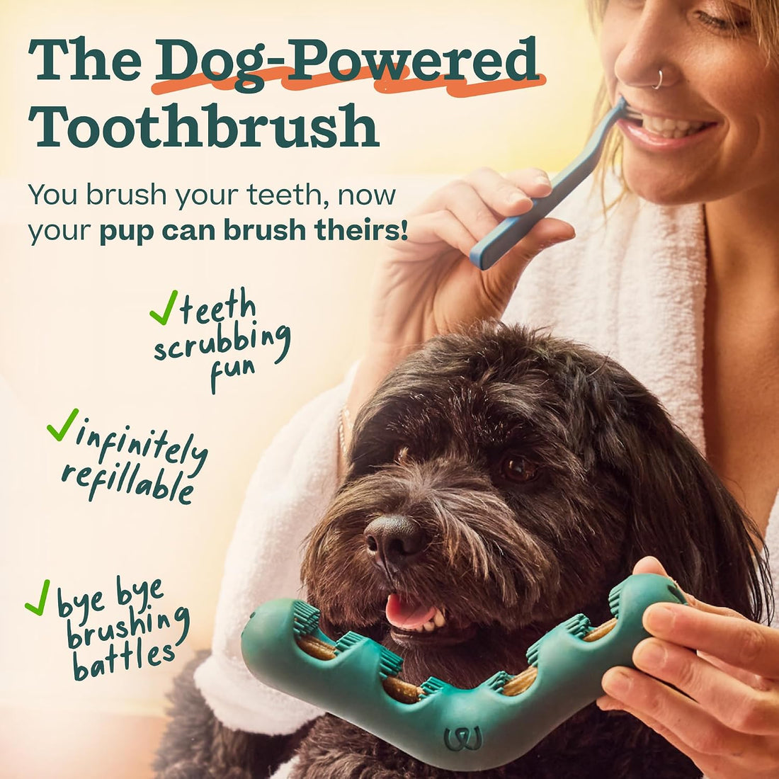 WOOF Bite n' Brush Dog Dental Chew Toy for Medium to Large Dogs 25