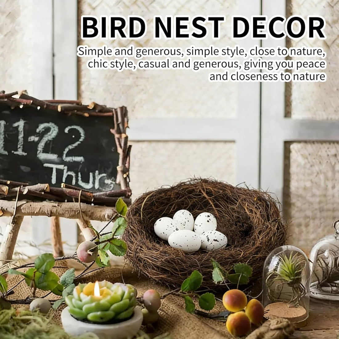 6Pcs 12" Large Artificial Bird Nests with Eggs for Crafts,Handmade