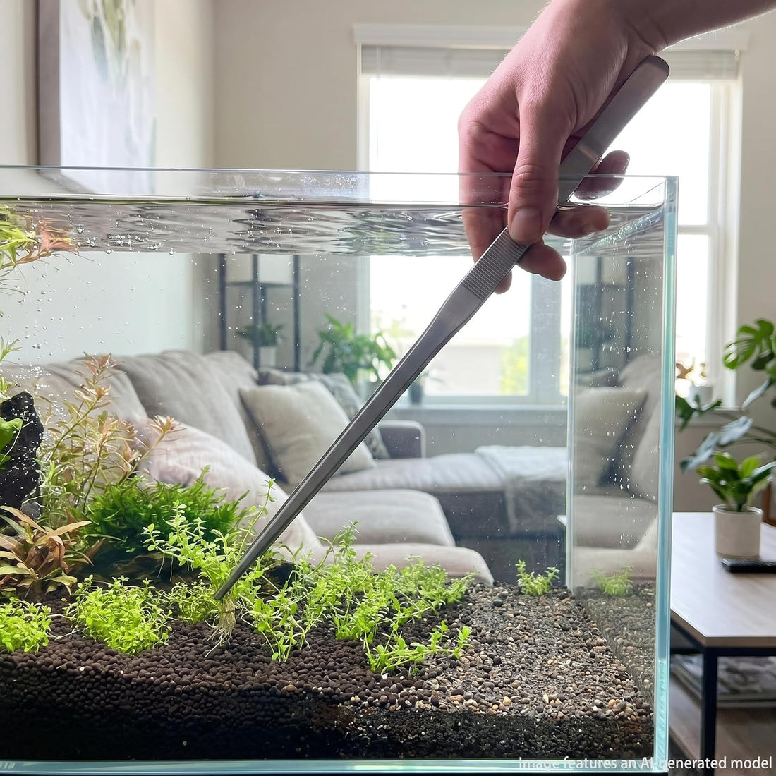 18.5 Inch Extra Long Aquarium Tweezers, 1 Pc, Stainless Stee (Curved))