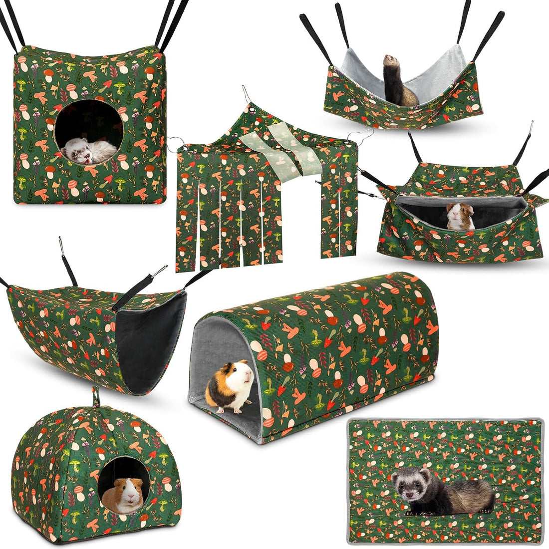 Geelin 8 Pack Rat Hammock Ferret Tunnel Guinea Pig House Hideout Cave