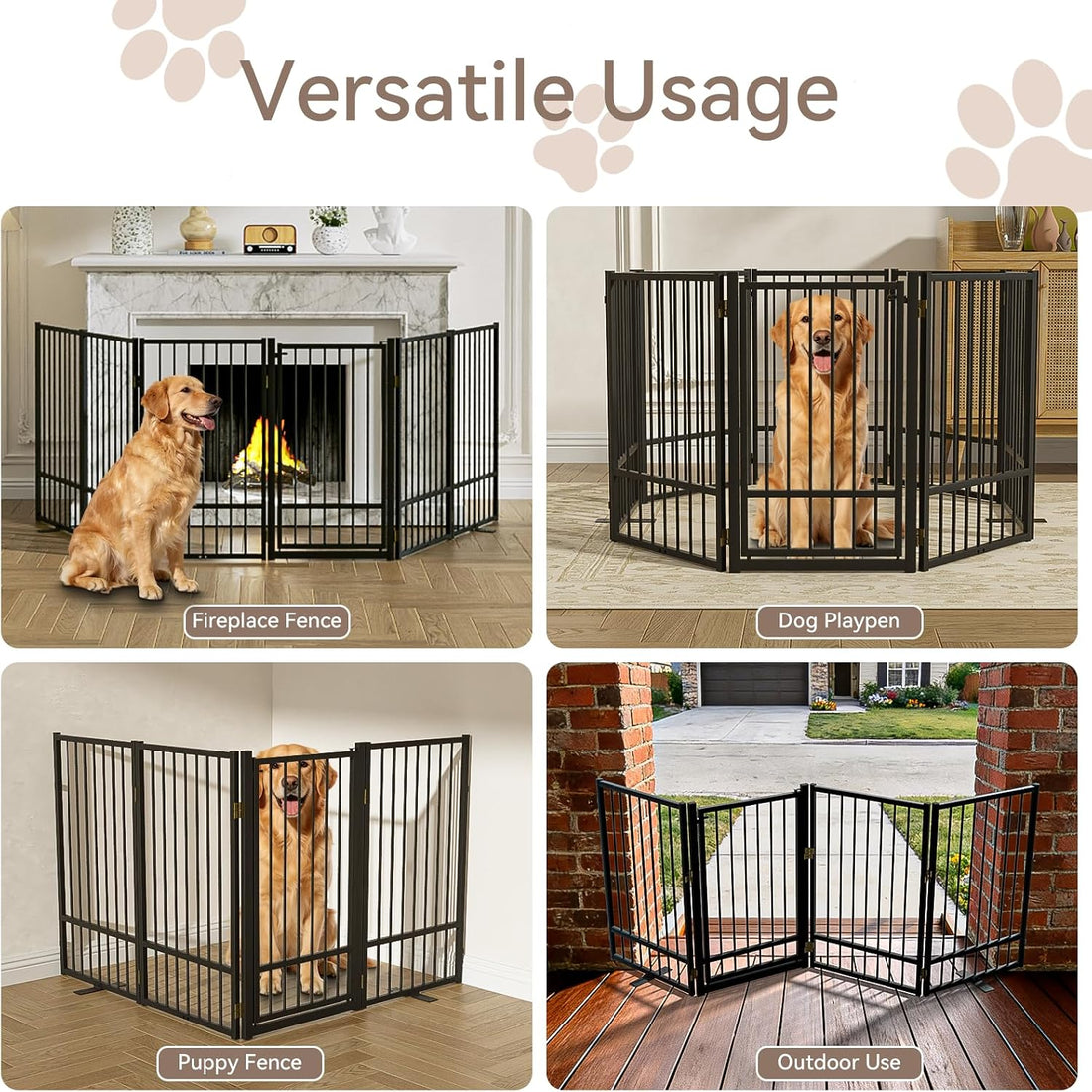 SNUOWU Full Metal Freestanding Dog Gate with Door