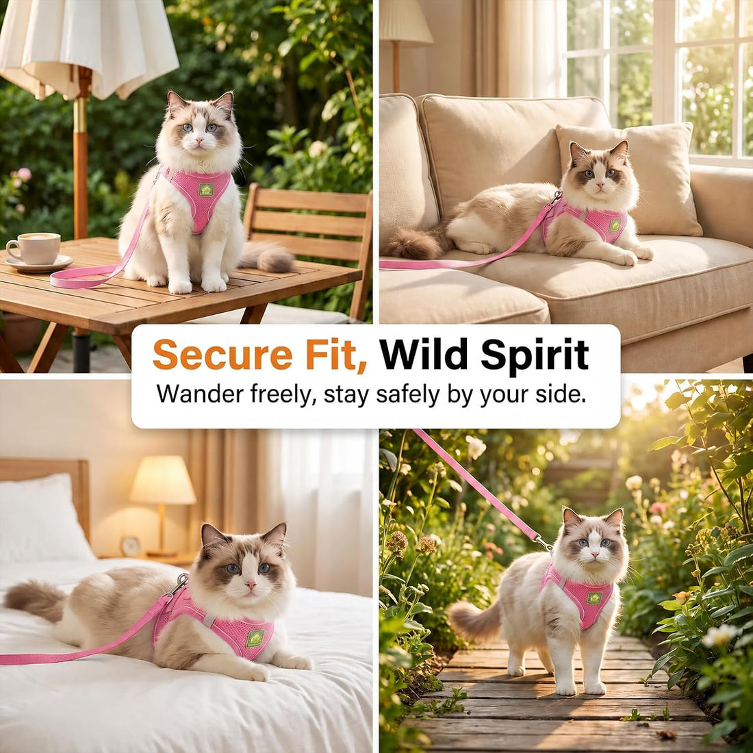 Escape Proof Adjustable Cat Harness and Leash Walking Vest