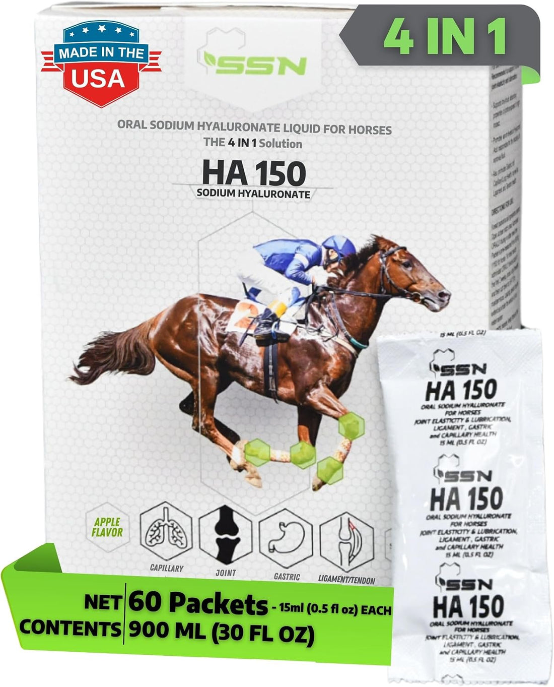 SSN HA 150 - 4 In 1 Horse Supplement - 60 Servings - Equine Joint