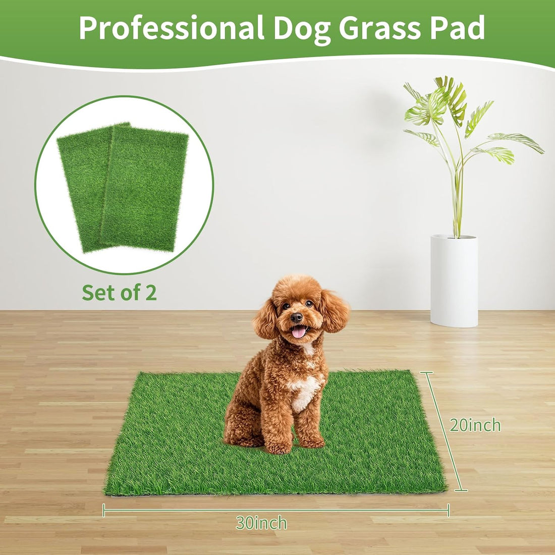 STARROAD-TIM 30 x 20 inches 2 Pack Fake Grass Pee for Dogs Artificial