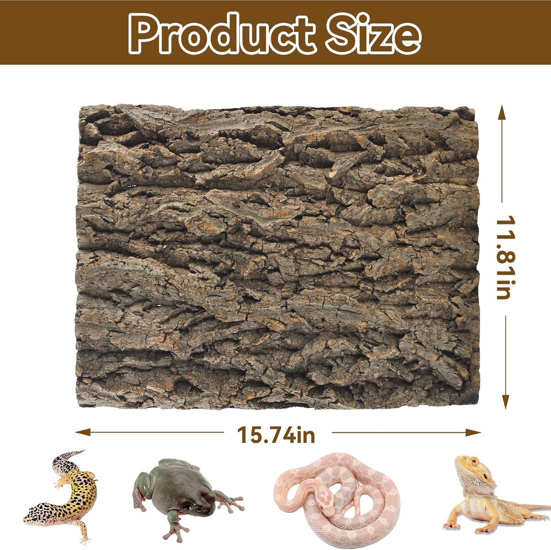 4PCS Reptile Cork Bark Mat,15.74 x 11.81 Inch Natural Cork Wood