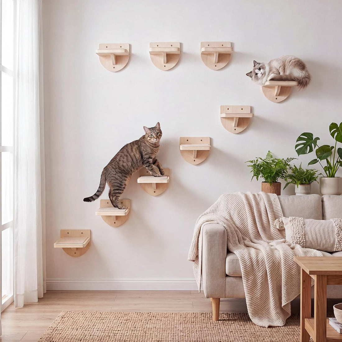 SiliFine Cat Wall Stairs Climbing Steps, Set of