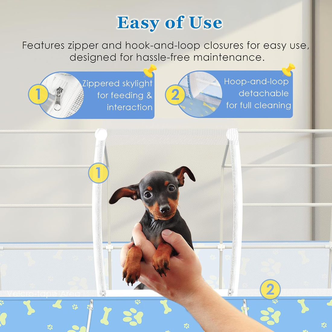 Rabbit Cage, 48" x 24" Large Pet Playpen Enclosure for Small Animal
