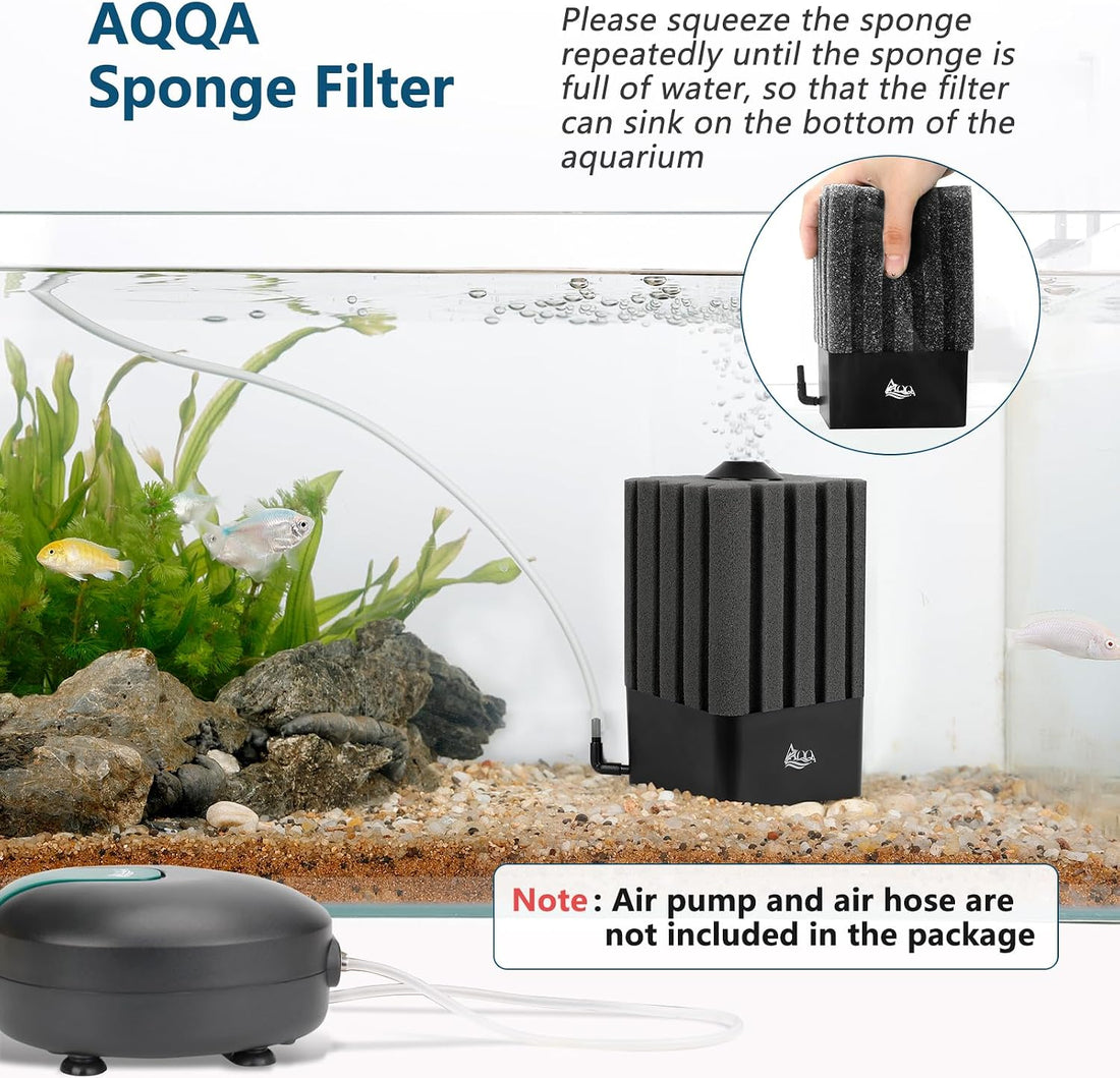 AQQA Aquarium Sponge Filter for 5-20 Gallon