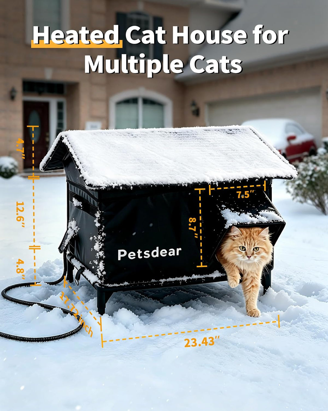 Heated Outdoor Cat House - Large Weatherproof Shelter for Multiple