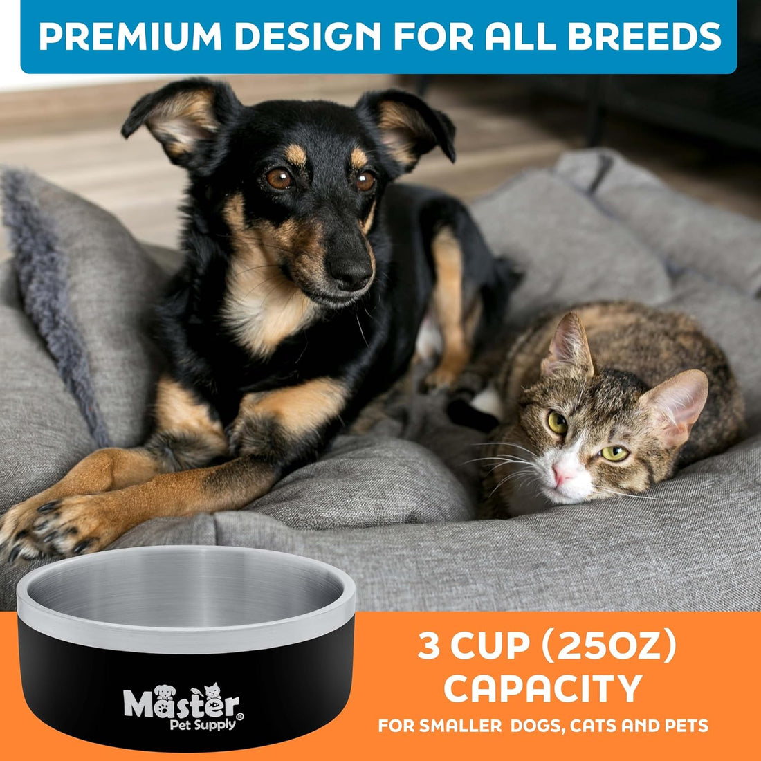 Master Pet Supply Stainless Steel Dog Bowls - 25 oz, Heavy Duty