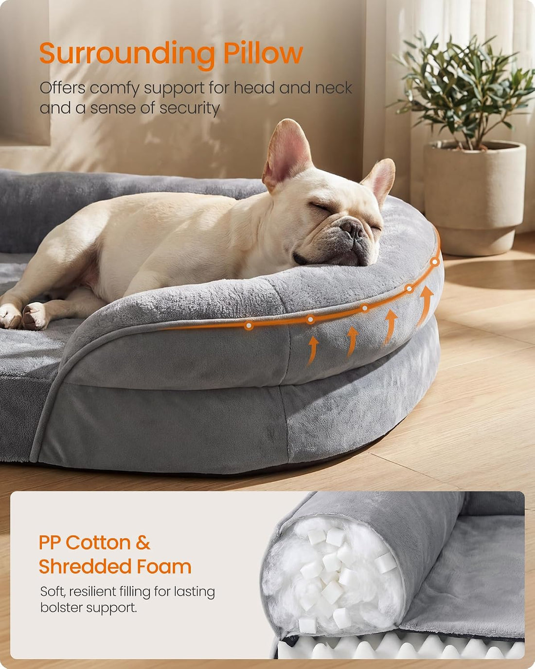 Feandrea Orthopedic Dog Bed, 30" Dog Couch with Removable Washable