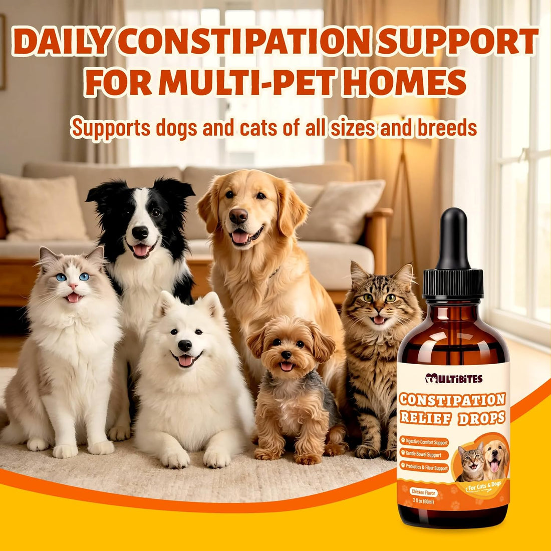 Cat & Dog Probiotics for Constipation Relief & Gut Health 2fl oz