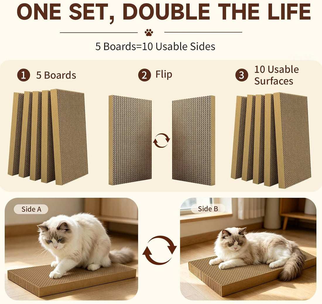 5-Pack Reversible Cat Scratcher,Cat Scratch Pad for Indoor Cats