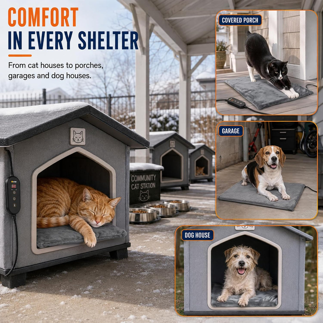 PETNF Outdoor Heated Pet Pad with Adjustable Temperature Control Box