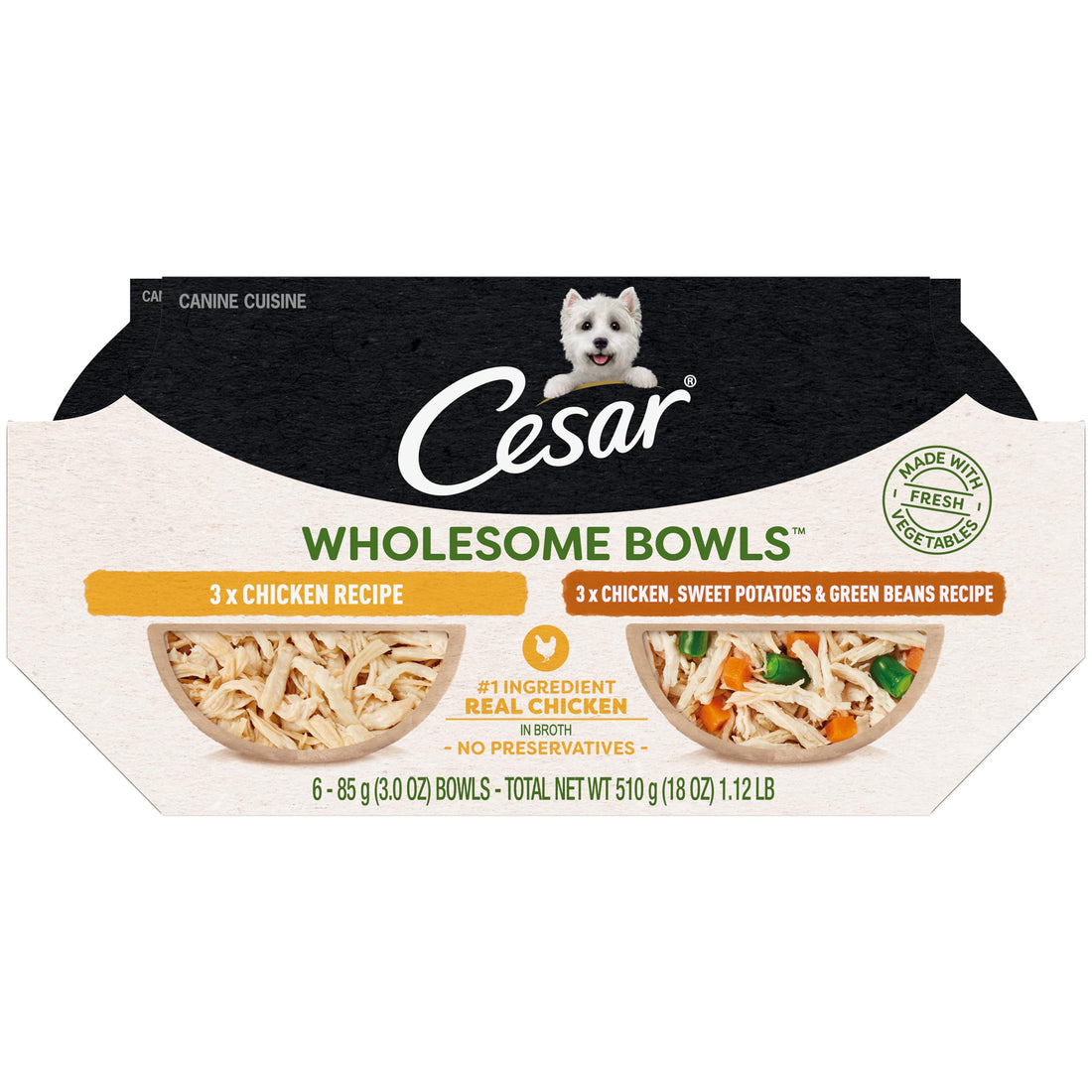 Cesar Wholesome Bowls Adult Wet Dog Food, Chicken Recipe and Chicken
