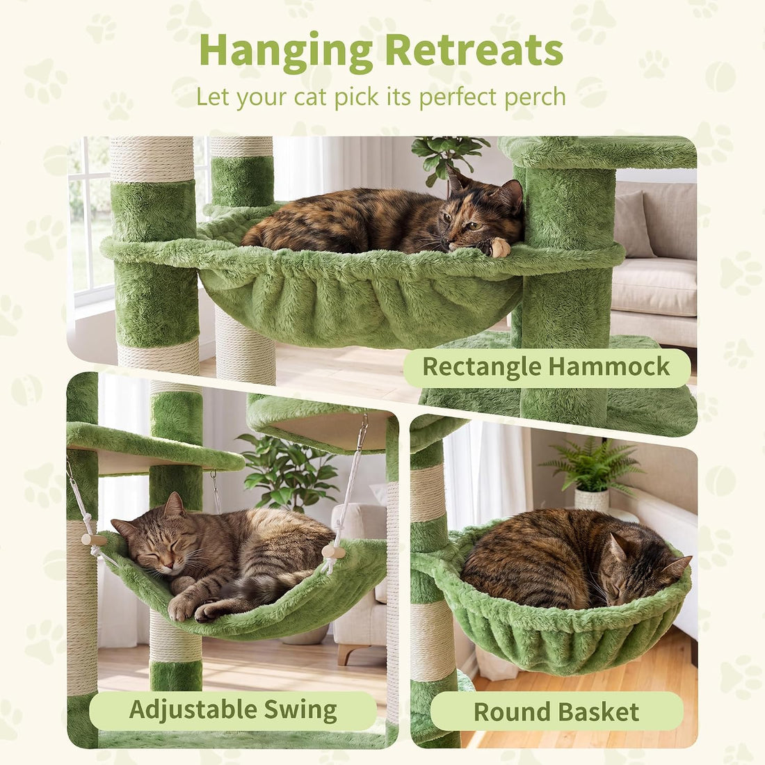 Heybly Cat Tree, 71-Inch-Tall Tower for Indoor Cats with 2 Perches