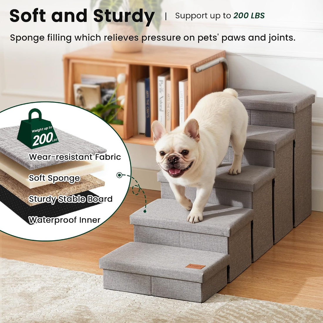 Love's cabin Foldable Dog Stairs with Storage for High Beds & Couches