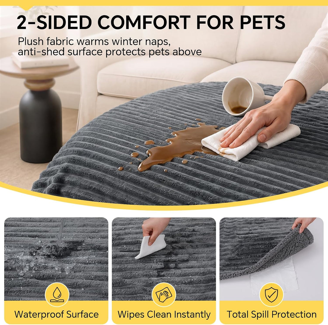 Luciphia Waterproof Dog Blanket, Washable Reversible Flannel Pet Throw