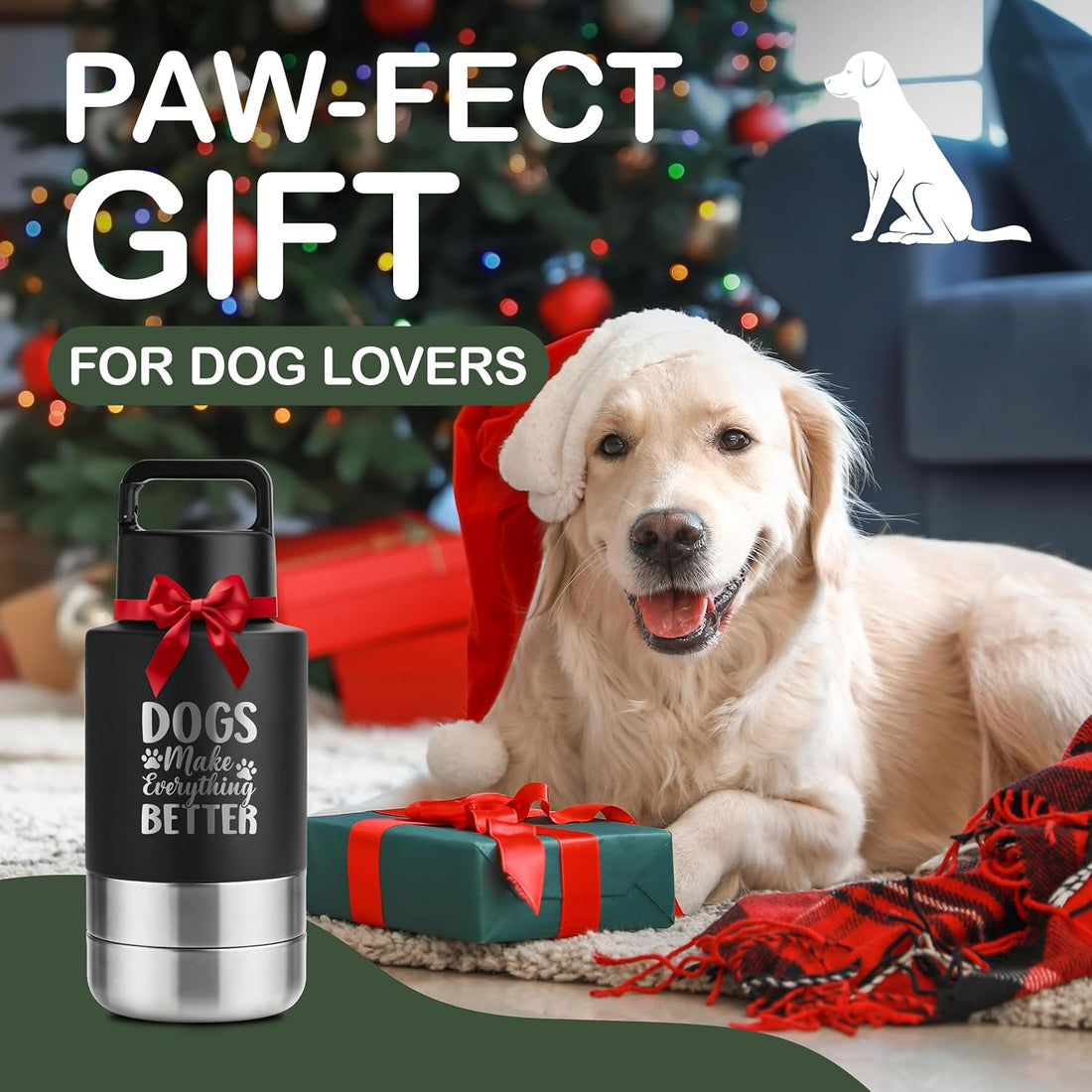 KEWIXY Insulated Dog Travel Water Bottle With Detachable Bowls