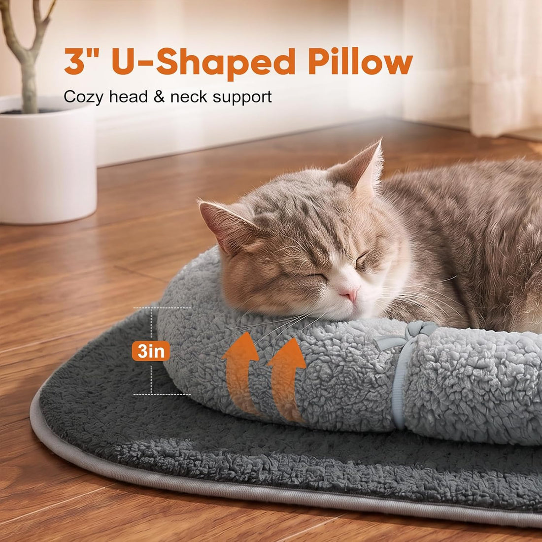 Cat Mat Self Warming Cat Bed with Soft U-Shaped Pillow
