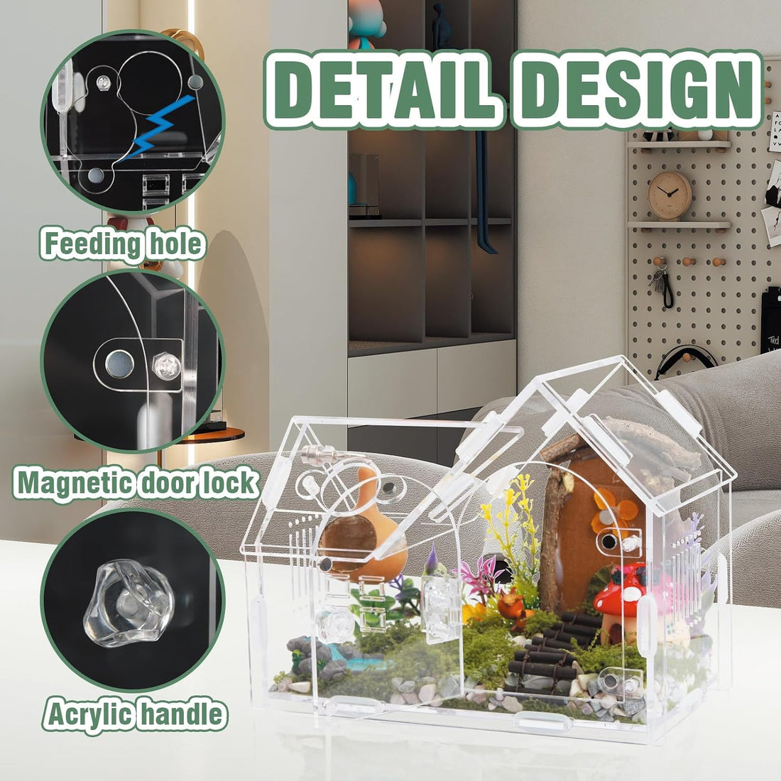 Acrylic Jumping Spider Enclosure House-Shaped Terrarium