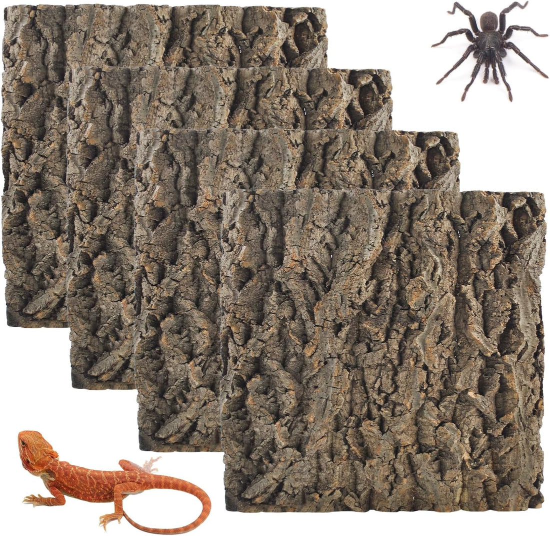 4PCS Reptile Cork Bark Mat,15.74 x 11.81 Inch Natural Cork Wood