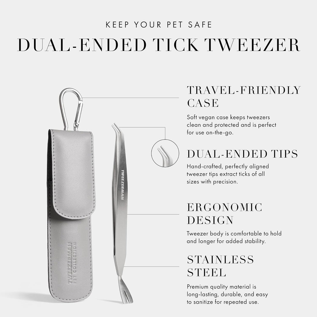 Tweezerman Precision Dual-Sided Tick Removal Tweezer & Case