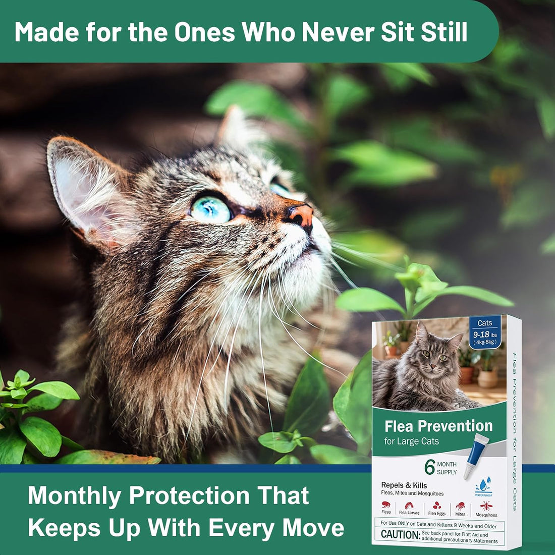 Cat Flea Treatment - Topical Flea Treatment for Cats 9-18 lbs
