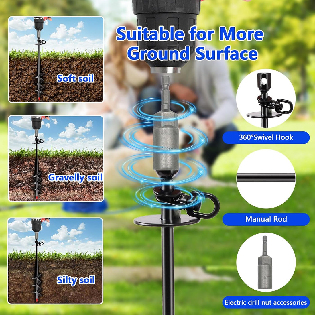 Heavy Duty Dog Tie Out Cable and Stake,30FT Rust Proof Dog Tether