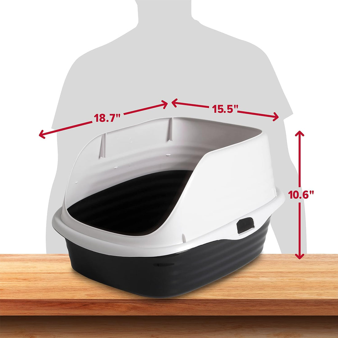Arm & Hammer Rimmed Cat Litter Box with High Sides and Microban