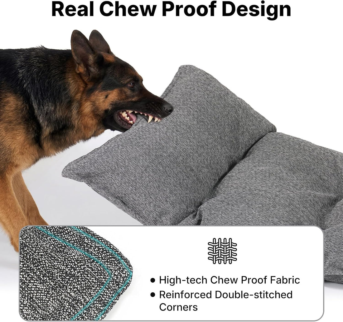 Veehoo Indestructible Dog Bed for Crate, Chew Proof Dog Pad, 35"x22"