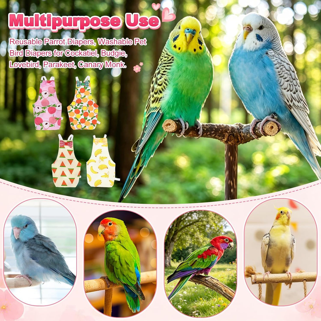 M METERXITY 1-Set Adjustable Bird Diapers