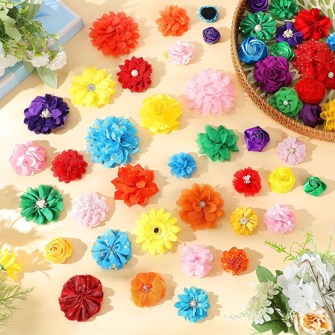 Hoteam 50 Pcs Dog Collar Flowers Bows Accessories
