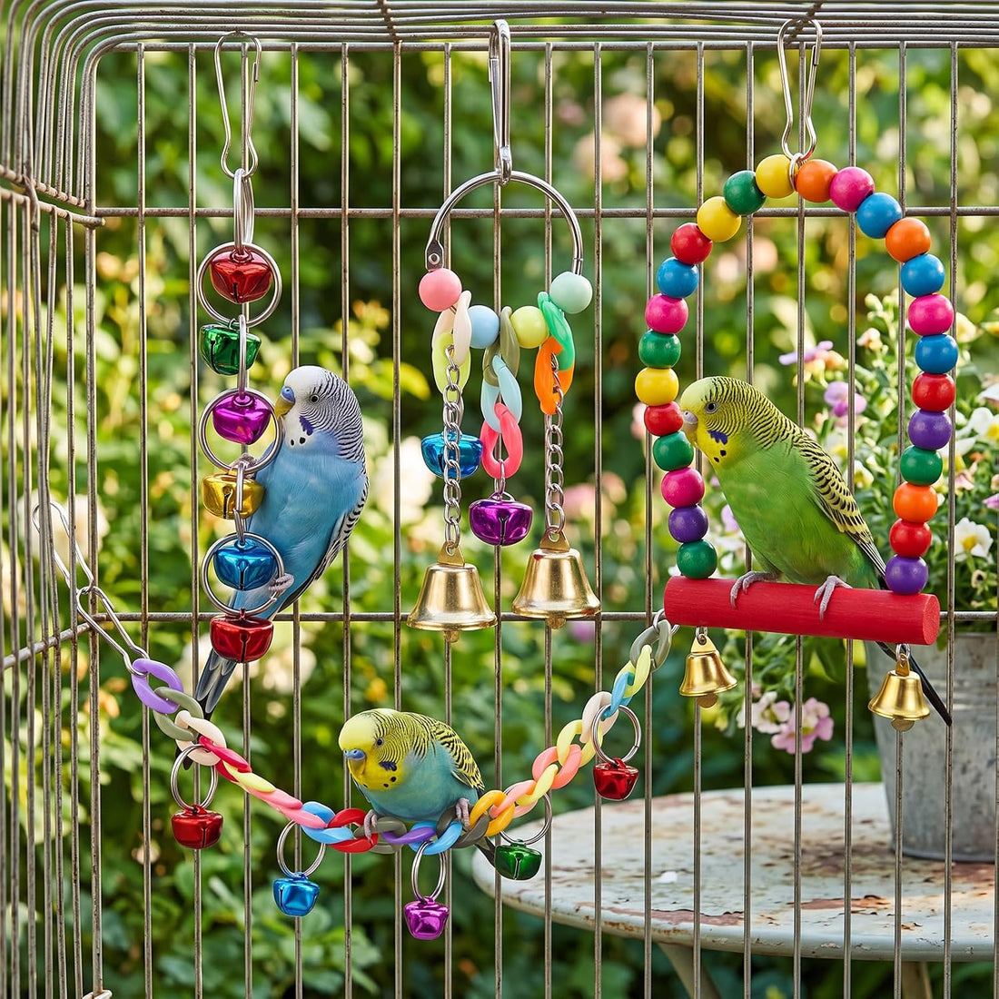 14 Pcs Parakeet Cockatiel Bird Toy with Platform