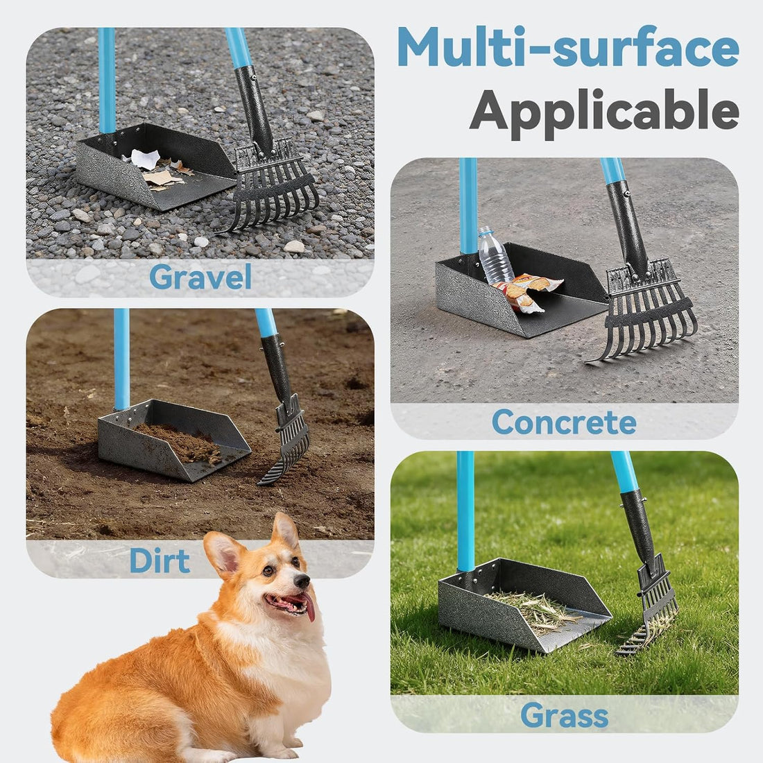 Dog Pooper Scooper,Stainless Metal Poop Scooper for Yard Long Handle