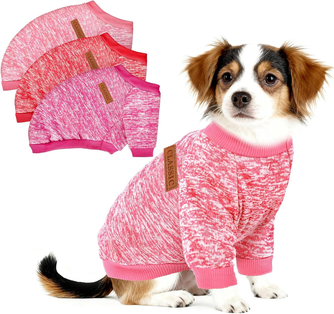 3 Pack Dog Sweaters for Small Dogs Soft Warm Winter Clothes for Puppy