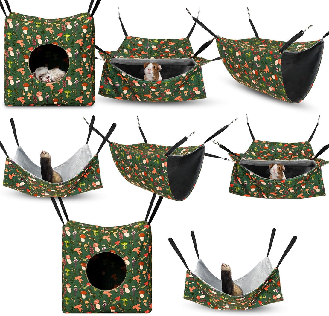 Geelin 8 Pcs Rat Hammock Set, Washable Guinea Pig Accessories for Cage
