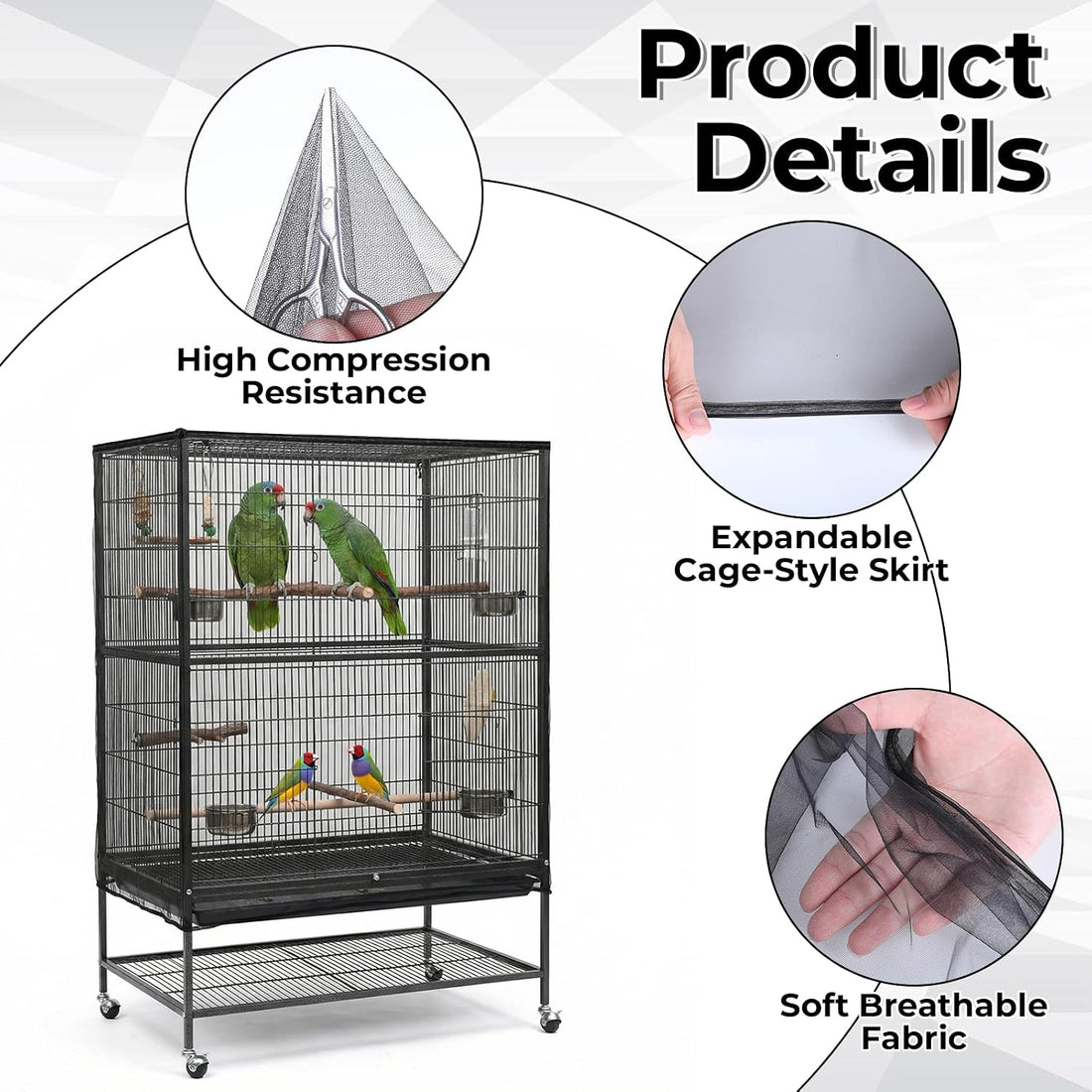 Falzqq Large Bird Cage Cover Bird Cage Seed Catcher 118 x 31 Inches