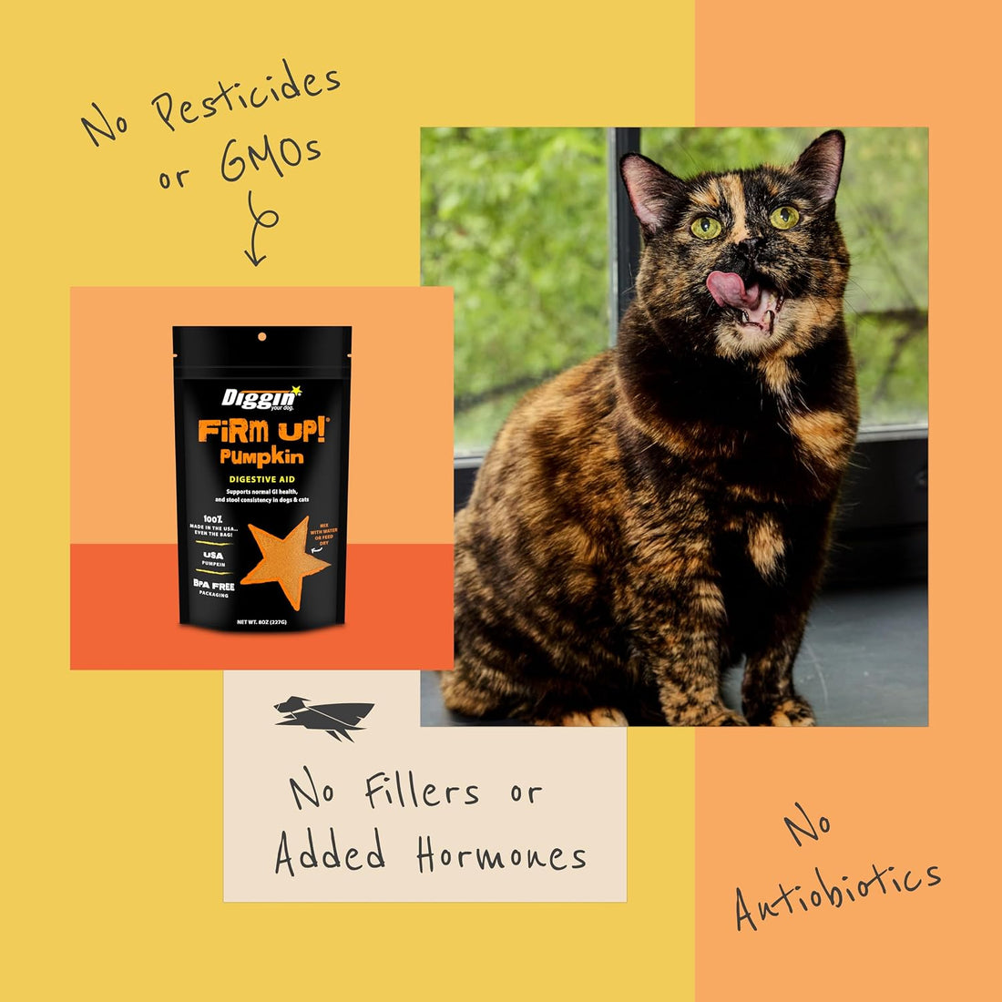 Diggin' Your Dog Firm Up Pumpkin Fiber Supplement for Dogs & Cats