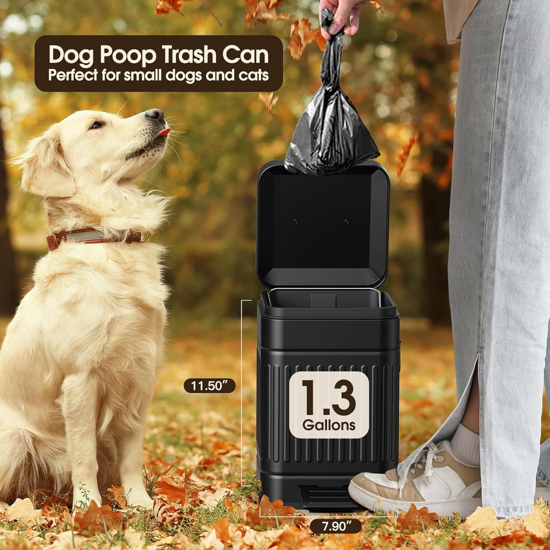 CEROELDA Small Trash Can with Lid-5L/1.3 Gal,Stainless Steel Outdoor