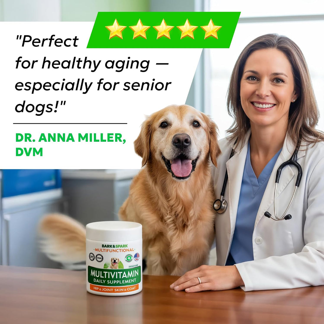BARK&SPARK Dog Multivitamin Chews Glucosamine Chondroitin with Omega 3