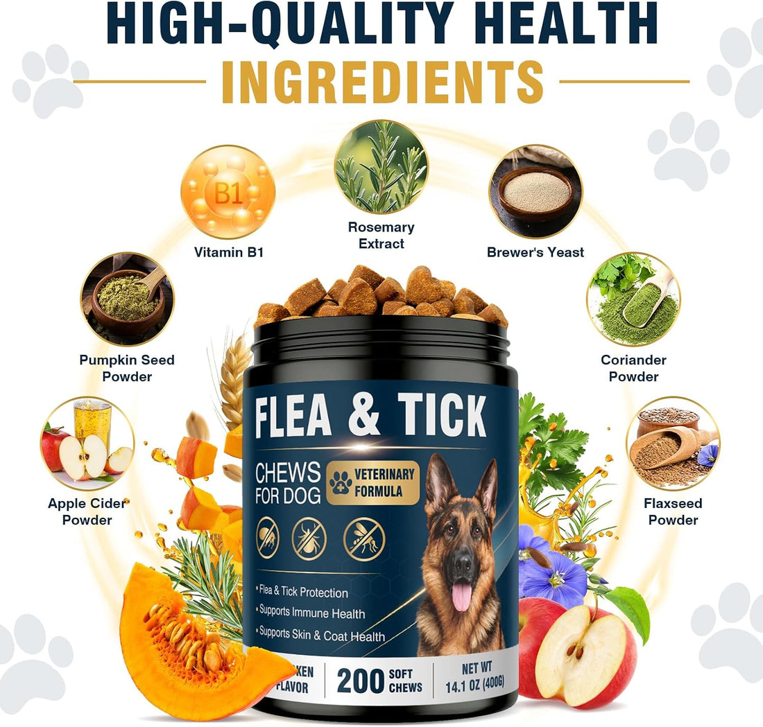 200 Soft Chews Flea and Tick Protection for Dogs Chewable-Natural