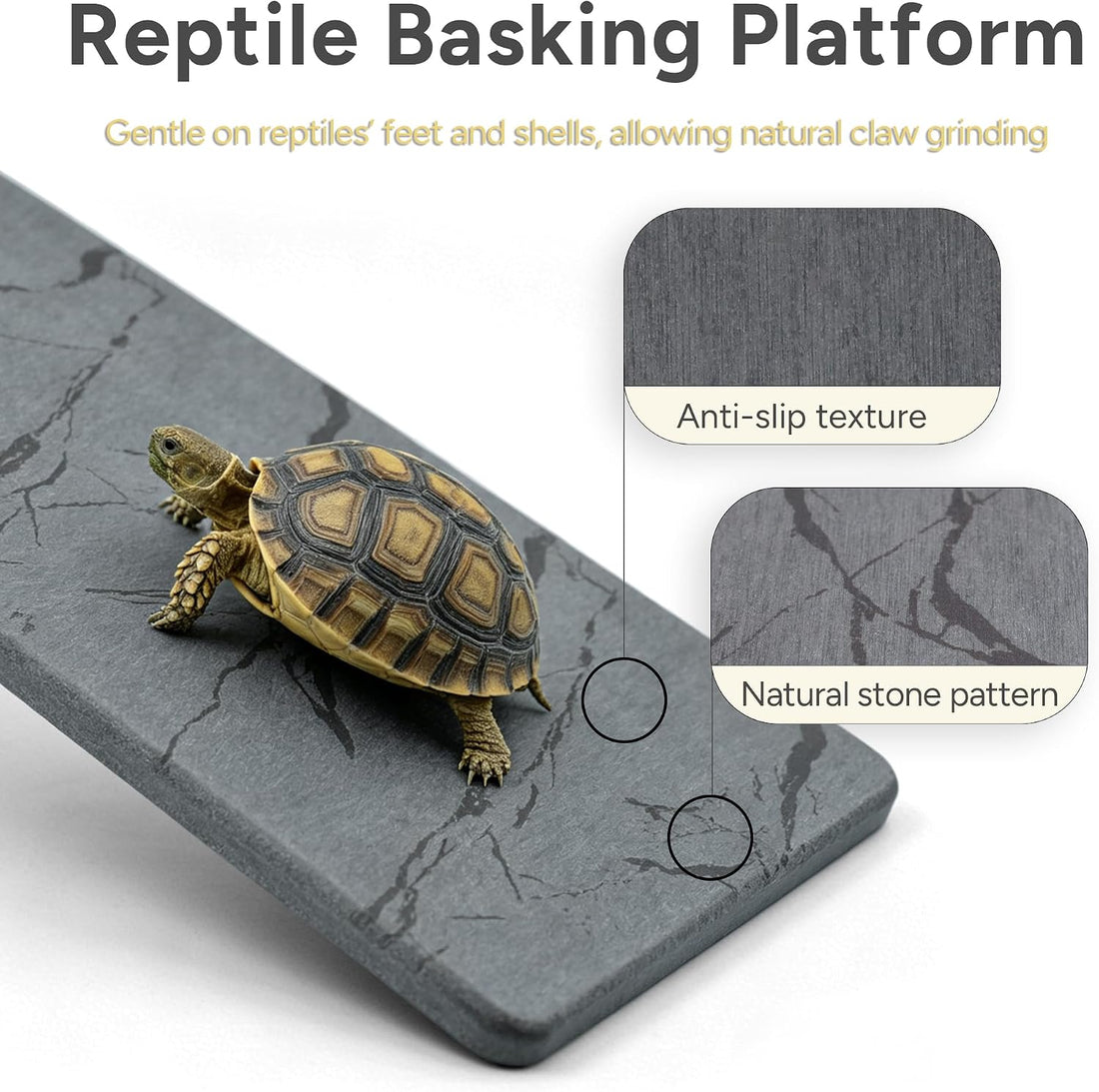 Reptile Basking Platform, 6''x6'' Basking Rocks for Bearded Dragons