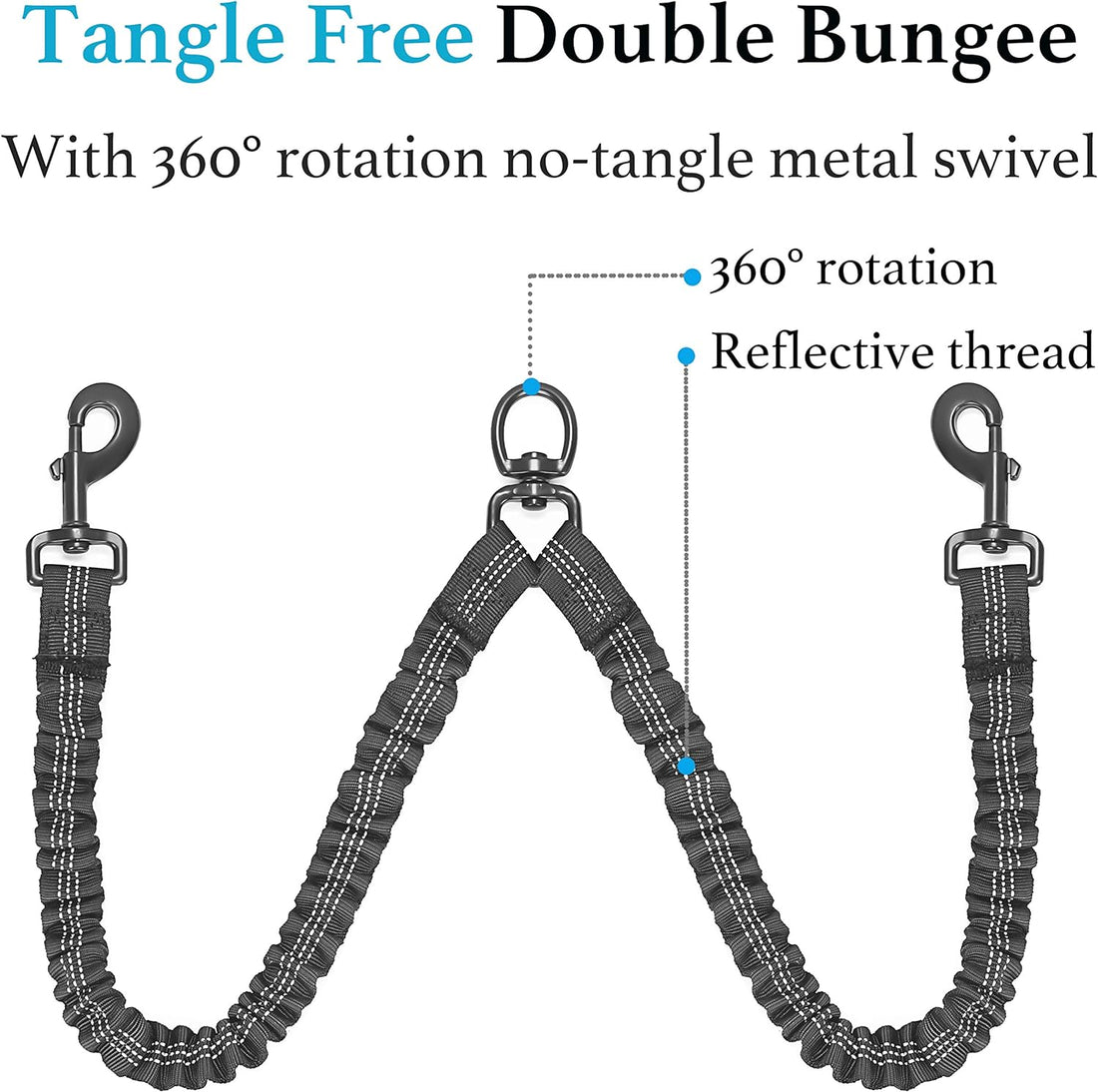 Dog Leash for 2 Dogs, Double Dog Leash, 5~18 lbs