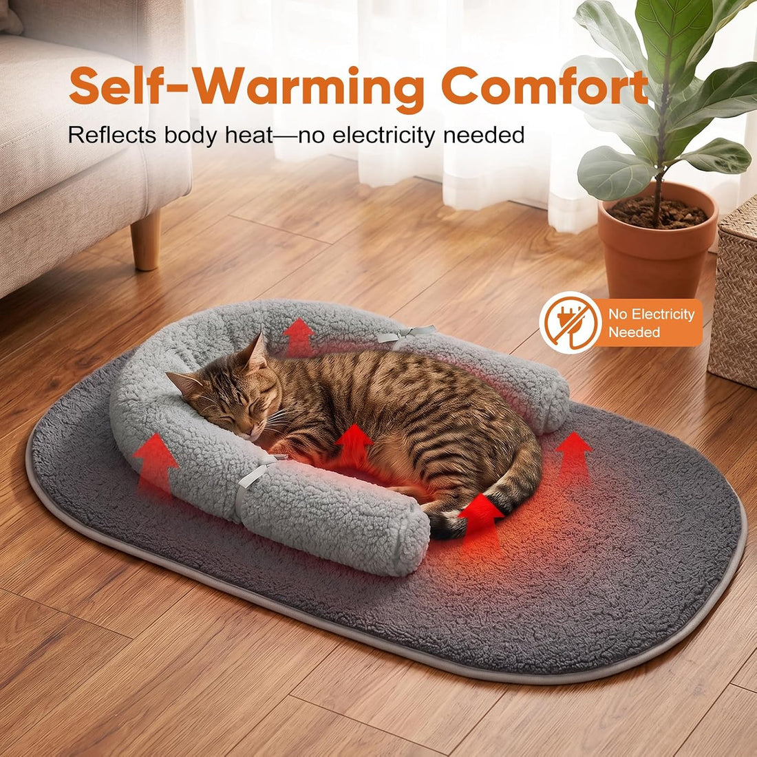 Cat Mat Self Warming Cat Bed with Soft U-Shaped Pillow